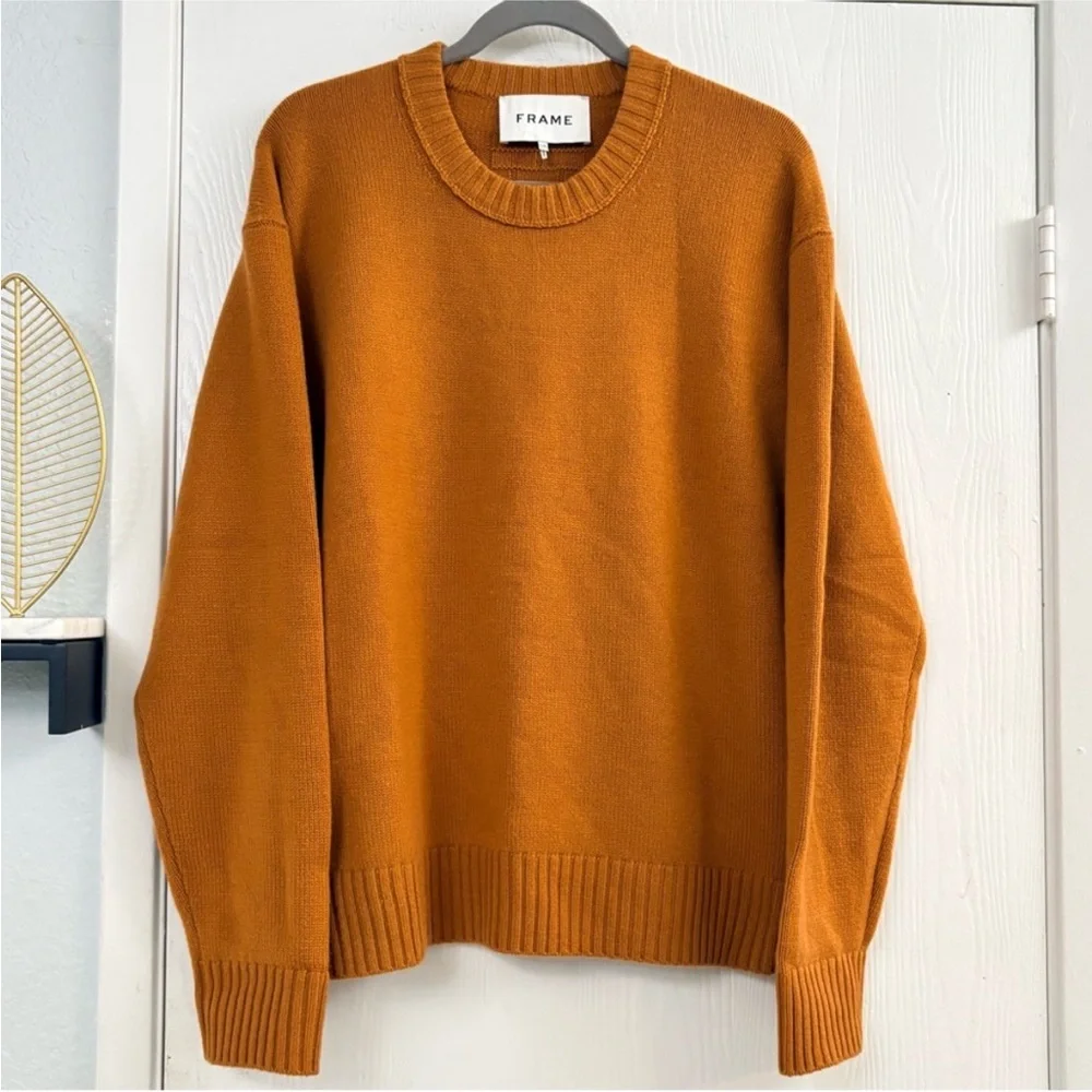 Frame Denim Men's Cashmere Crewneck Sweater in Mustard Size L
